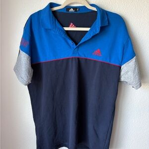 Adidas Men's Blue, Black, and Gray Polo Shirt